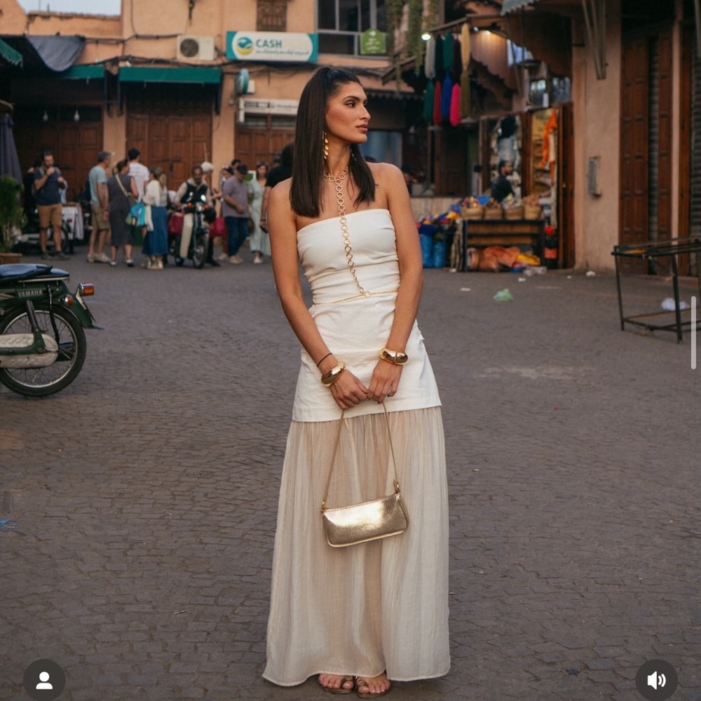 ZARA COMBINATION STRAPLESS MIDI DRESS - Picture 4 of 17
